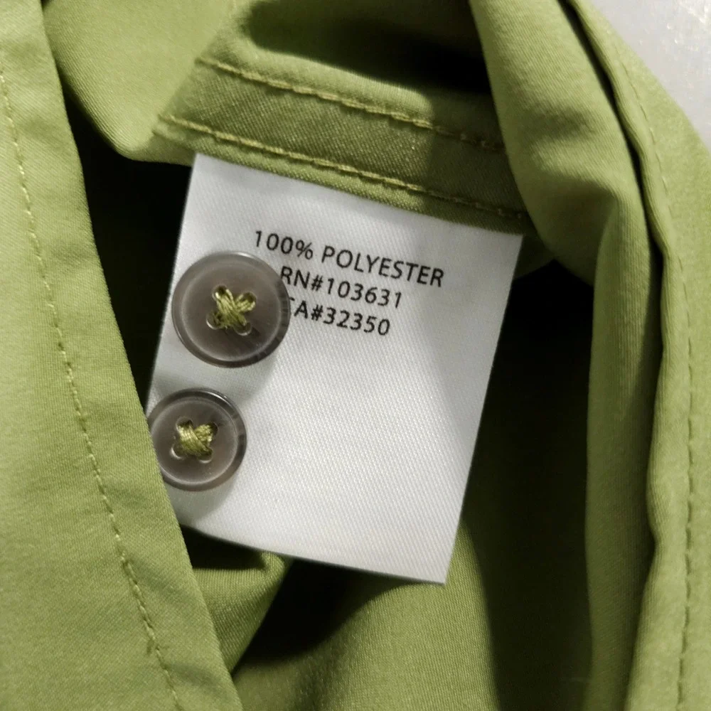 Simms Fishing Shirt Mens XXL Green Long Sleeve Button Up‎ Polyester Pockets